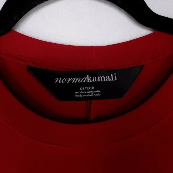 Norma Kamali Shift Dress Size XS Red Long Sleeve Stretch Classic Elegant - Picture 7 of 9